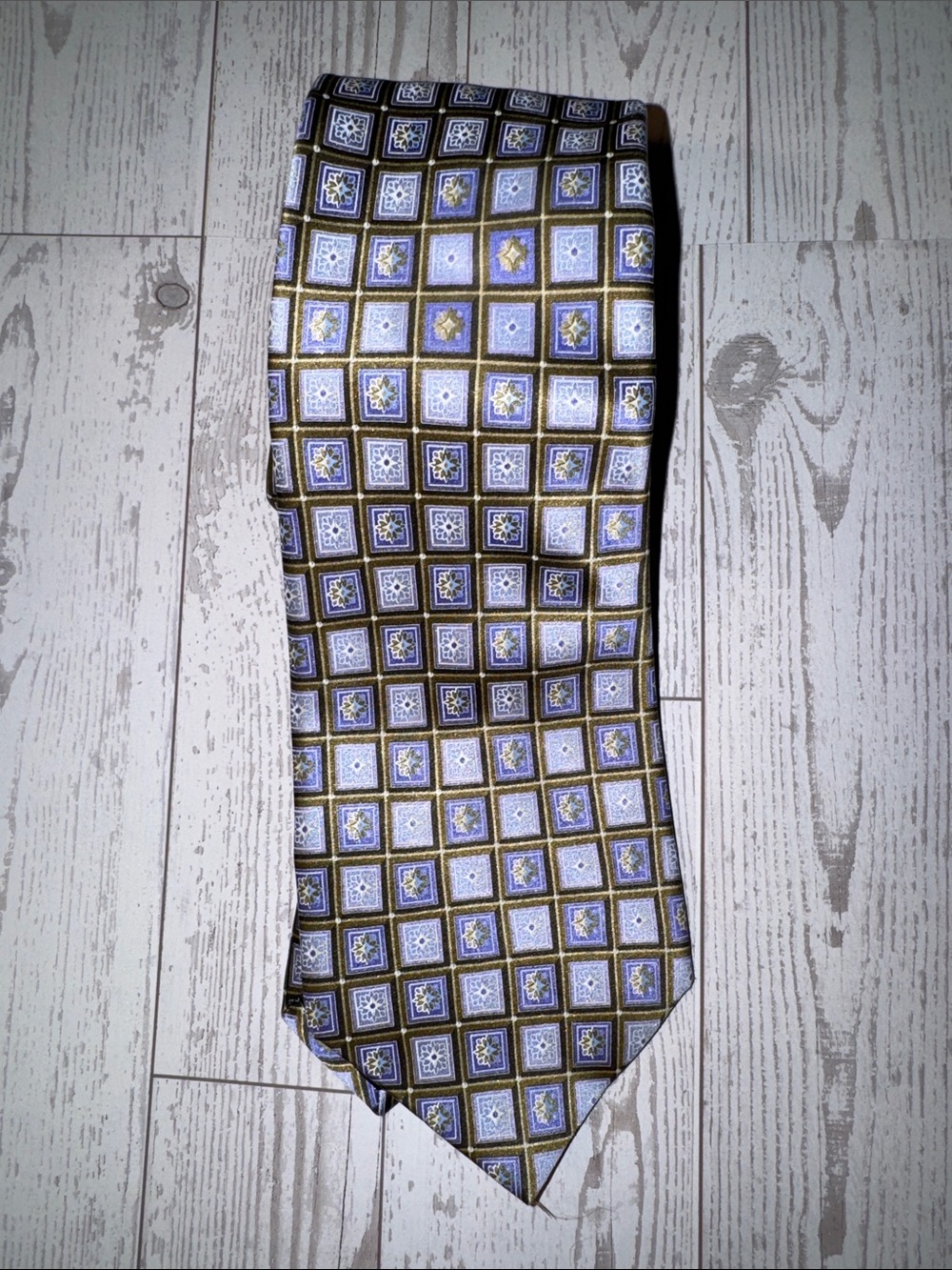 Valentino Multicolor Lavender and Gold Brown Silk Tie